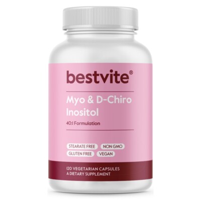 Bestvite Myo & D-Chiro Inositol (120 Vegetarian Capsules) - 40:1 Ratio - Vegan
