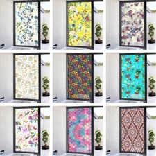 Static Cling Window Film Glass Stickers Floral Non-Adhesive Waterproof Decor