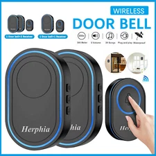 Plug in Wireless Doorbell Outdoor Twins Door Bell Kit 39 Chimes Waterproof Ring