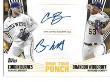 2023 Topps One Two Punch Autographs Brandon Woodruff/Corbin Burnes 12/25 Brewers