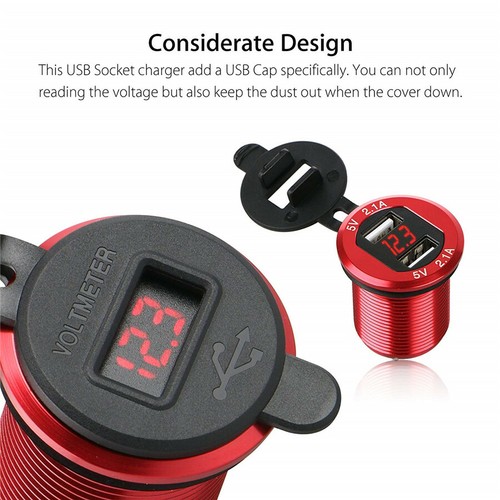4.2A Dual USB Car Fast Charger Socket Power Outlet LED Voltmeter Waterproof 12V - Photo 6 sur 9