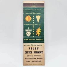 Vintage Matchcover Reuss' Cities Service Stockertown Pennsylvania