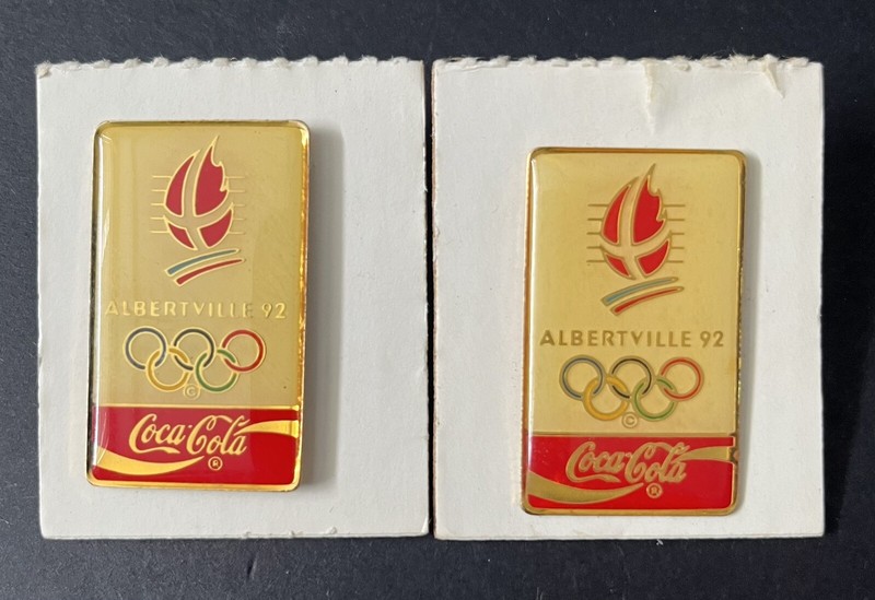 Vintage 1992 Albertville Olympics Coca-Cola Coke Pin Set of 2 NEW on Card