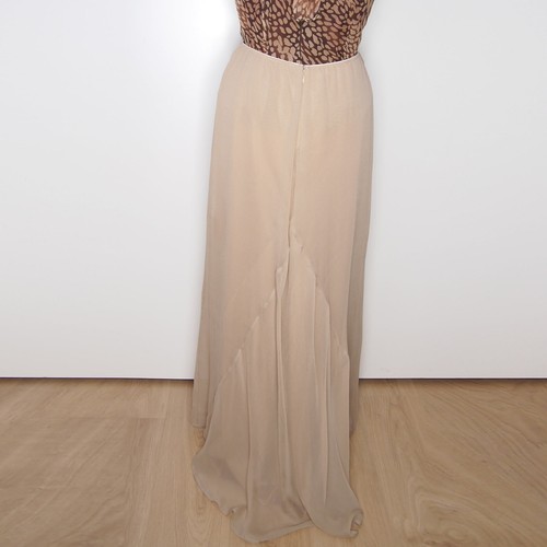 Jupe Maxi En Soie Beige Femme Taille M - Picture 3 of 4