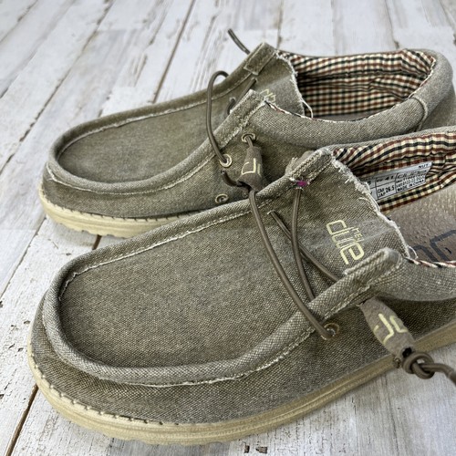 Zapatos deportivos informales Hey Dude para hombre Wally Nut de lona sin cordones para caminar EE. UU. 8 UE 41 - Imagen 5 de 12