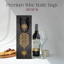 20 Pcs bottle/Wine Bags W/ Ribbon Handle, gift bags for wine , Black