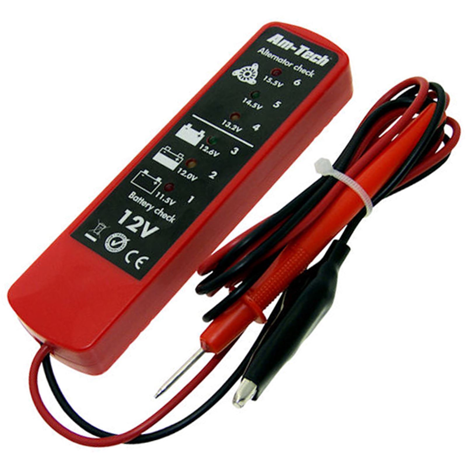 Amtech DC Battery & Alternator Tester 6 LED Diagnostic Tool L4300 12 Volt