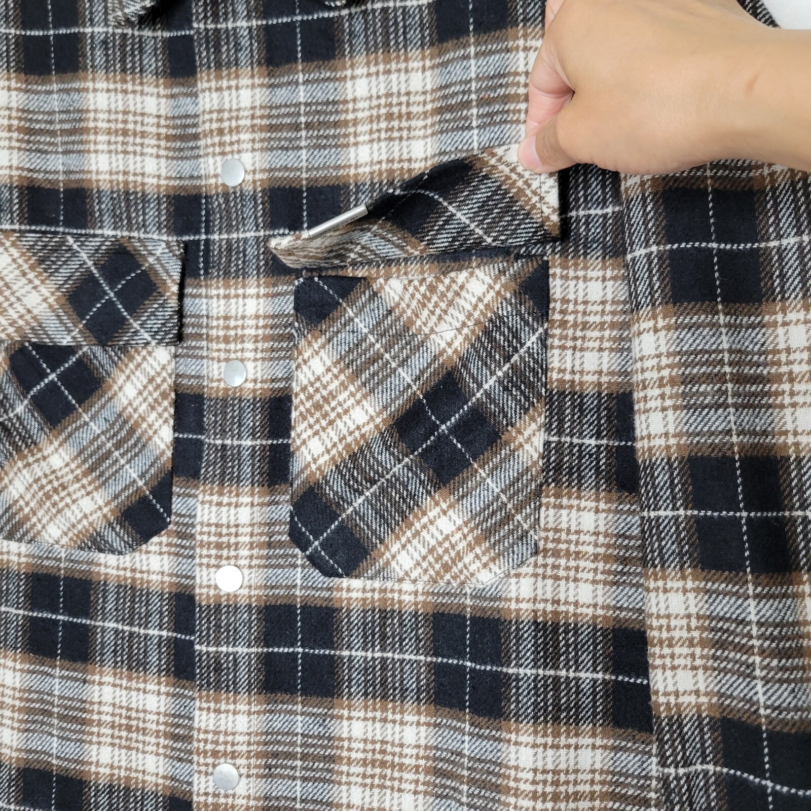 Represent Flannel Shirt Black/brown Button Down C… - image 5