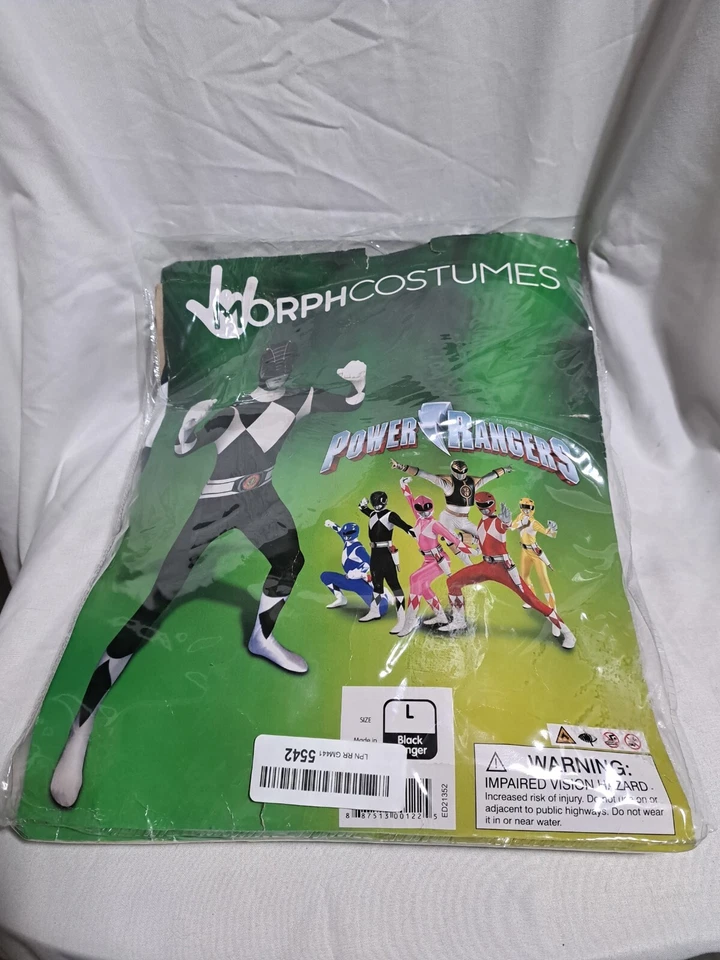 Mighty Morphin Power Rangers Black Ranger Morph Costume Adult Size LG Unisex — 第 3/4 张图片