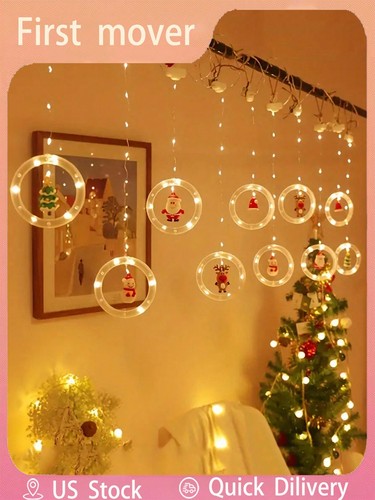 "Holiday DIY Fairy Lights, Santa & Tree LED Curtain Lights, Room Decor"