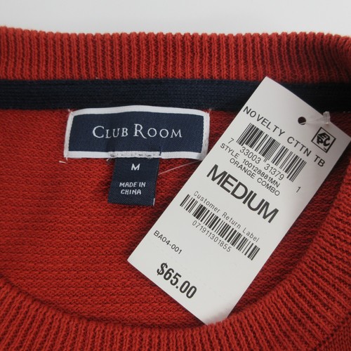Club Room Herren Medium Orange Kombi Pullover Sweater Gestreift Langarm Rundhals - Bild 5 von 9