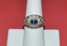 STERLING SILVER SAPPHIRE AND CLEAR CZ RING SIZE 7