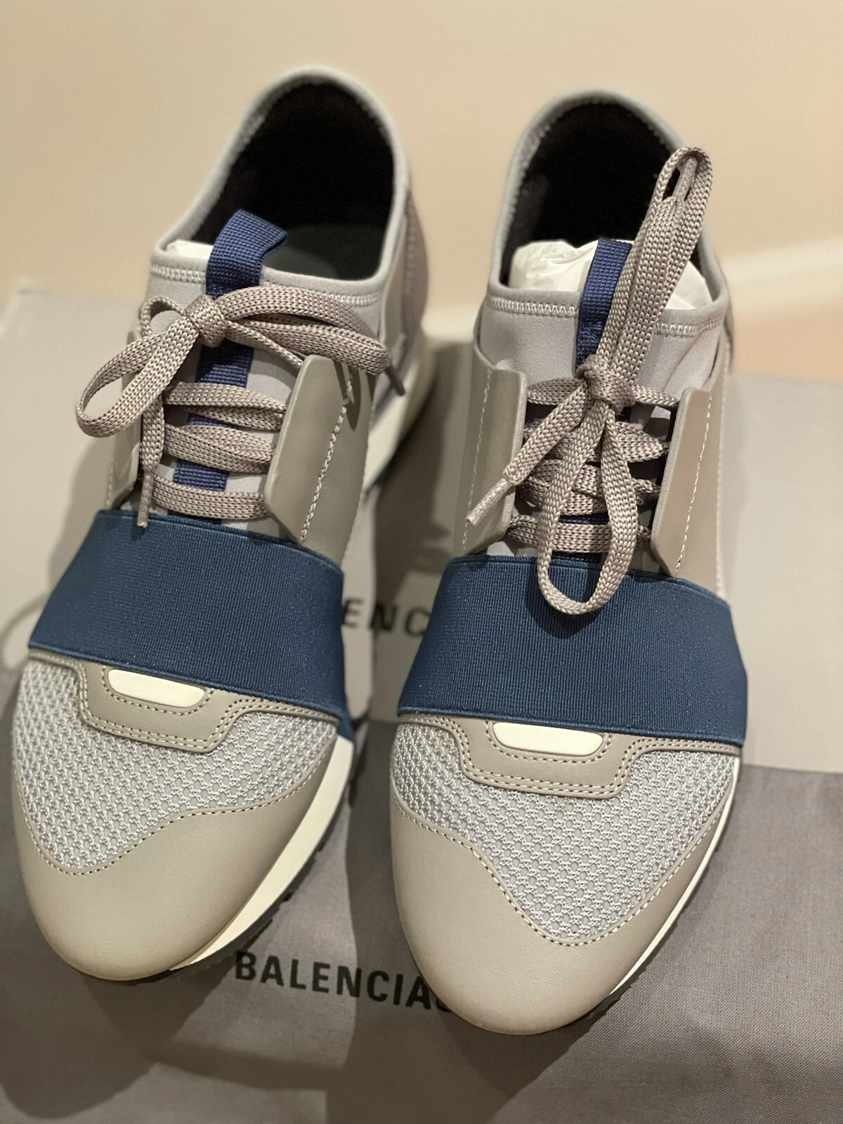 Balenciaga Race Trainers Sneakers Donna Grigio & Blu 541430WOYXS1481 37C 7