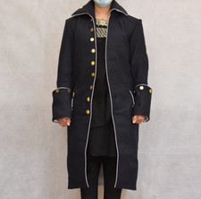 New Navy Blue Wool 19th Century Military Frock Coat Wedding Style Jacket