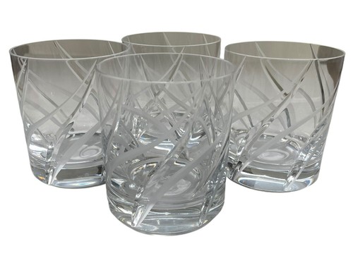 Set of 4 Mikasa Crystal Windlass Swirl Cut Glass Highball Old Fashion Tumbler - Picture 6 of 9