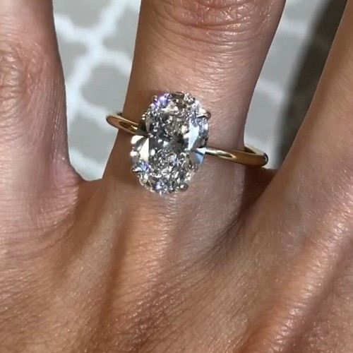 IGI 3.80Ct E VS1 Oval Cut Lab Grown Diamond Engagement Ring In 14K Two-Tone Gold - Picture 11 of 16