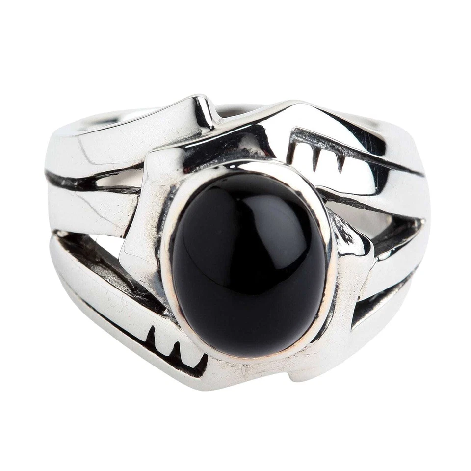 Anelli da uomo in argento sterling con onice nera - Immagine 2 di 4