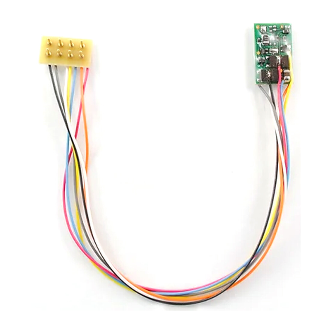 TCS M1p-5″ HO & N DCC Decoder 2 Function BEMF 5″ Harness 8 Pin