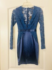 NWT Pretty Little Things blue dress plunge neckline. Size Zero Cocktail Formal