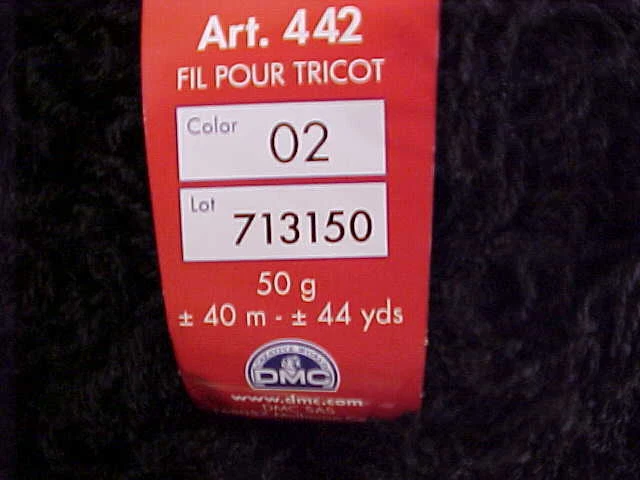 DMC New Romance Sophie Yarn Italy Art 442 Black 02 Lot of 9 Skeins 713150 New - Image 3 of 4