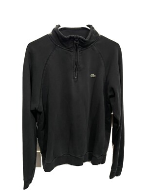 LACOSTE Men's Black 1/4 Zip Pullover Sweater Size