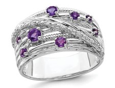 Purple Amethyst Ring Band 2/5 Carat ctw in Sterling Silver