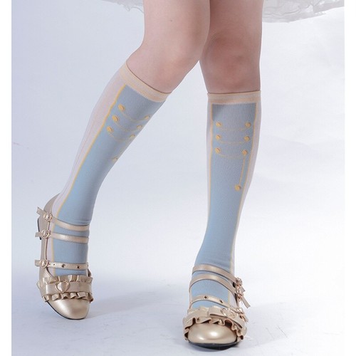 Girl Lolita Stockings Long Socks Cotton Striped Preppy Soldier Guard Cosplay Fit - Picture 12 of 16