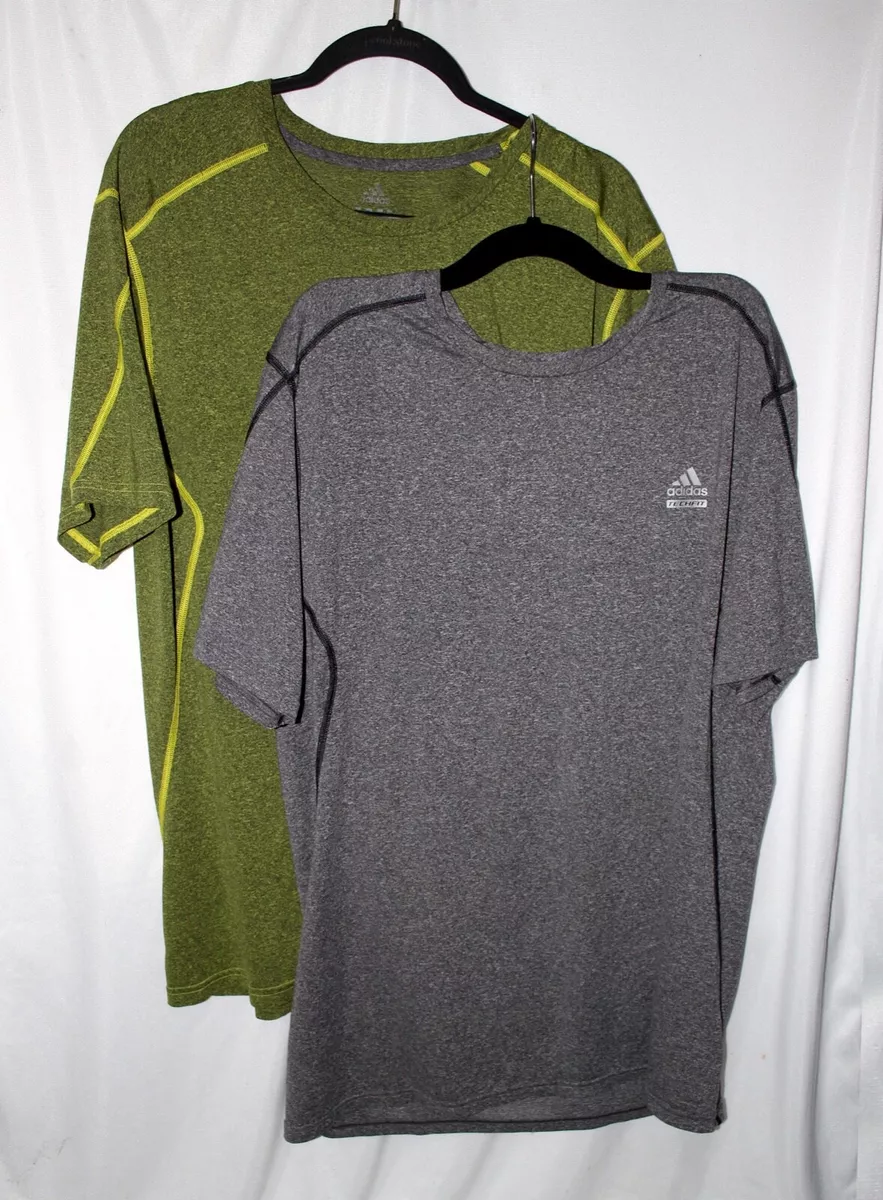 ADIDAS Techfit Climalite T-Shirts Mens XL XLarge Gray & Yellow Soccer set  of 2 | eBay