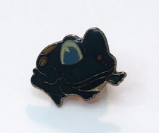 Winking Frog Enamel Scatter Pin Dark Green Orange Spots One Eye Open 1980s