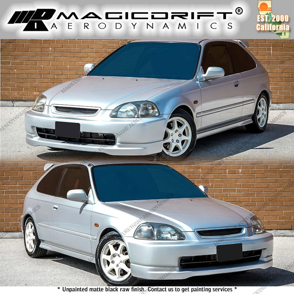 For 96-98 Honda Civic EK9 CTR Japan Type R Style Front Bumper Chin Spoiler Lip Foto 3 de 4