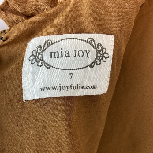 Joyfolie Mia Joy Dress Girl Sz 7 Brown Marigold Cassia High Low Maxi Ruffle Lace - Picture 6 of 7