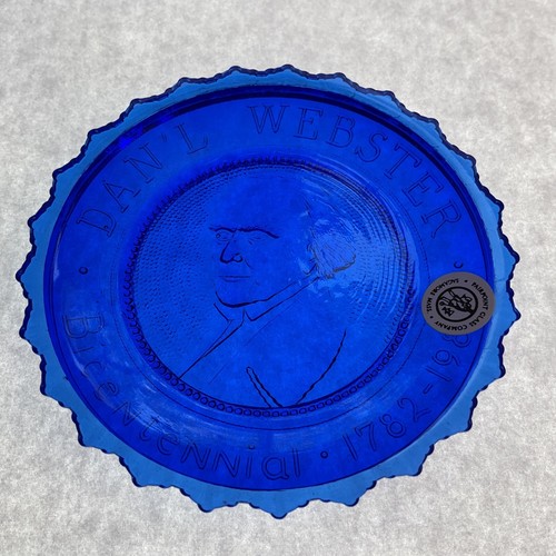 Daniel Webster Inn Sandwich Massachusetts Cobalt Blue Glass Pairpoint Cup Plate - Picture 4 of 8