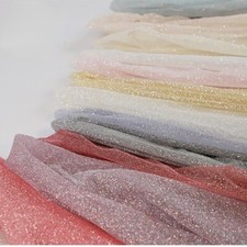 Shiny Glitter Tulle Fabric Sequin Gauze Mesh for Wedding Dress Veil Costume Chic