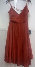 Lulus Troulos Lace-Up Midi Dress, Spaghetti Strap, Size L, New w/Tags Orange