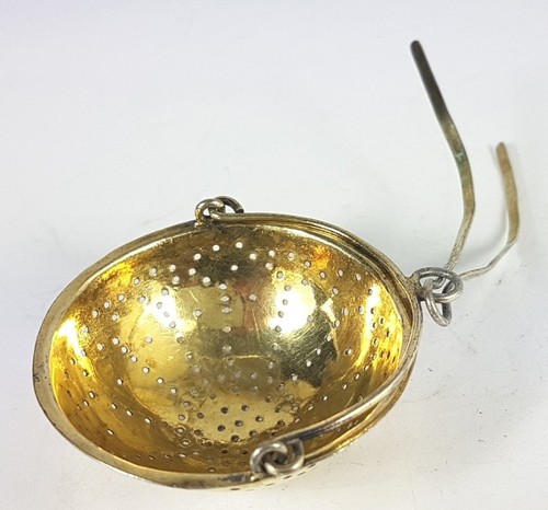 Tea Strainer Silver Gold Plated about 1900 AL623 - Picture 1 of 11