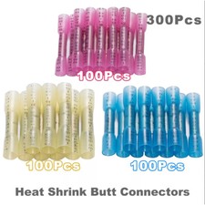 300PCS Heat Shrink Butt Wire Splice Connectors Seal Crimp Terminals USA