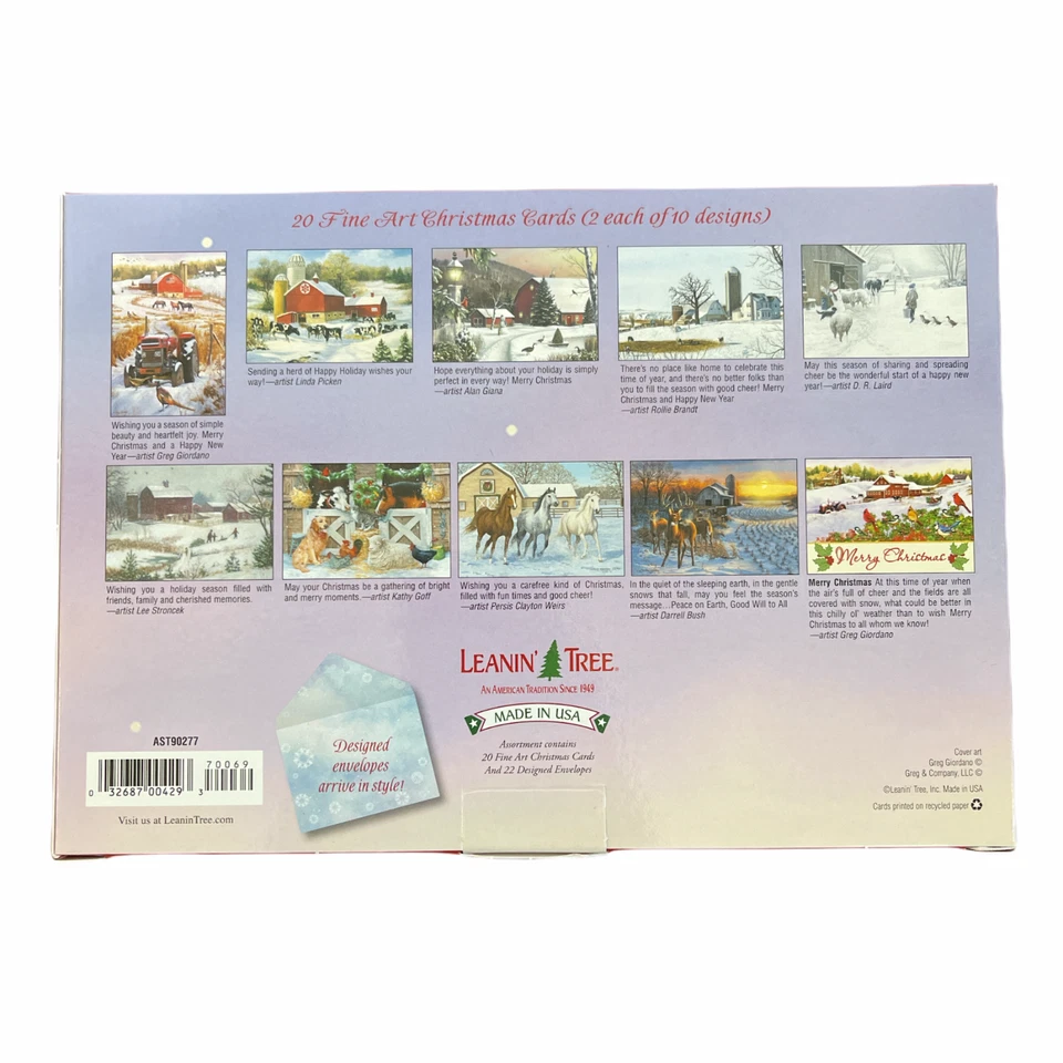 Leanin’ Tree 20 Card Assortment Christmas Down at Farm w/ Stickers & Bookmark  - Image 2 of 4