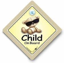 CHILD On Board Car Sign, Child Sunglasses, Baby On Board Sign, Suction Cup Sign