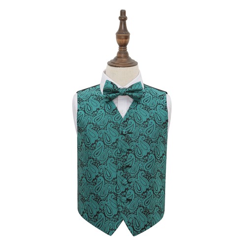 Boys Waistcoat Bow Tie Set Woven Floral Paisley Formal Wedding Suit Vest by DQT - Picture 25 of 26