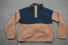 The North Face Pullover Womens M Pink Navy Colorblock Fleece High Neck Snap