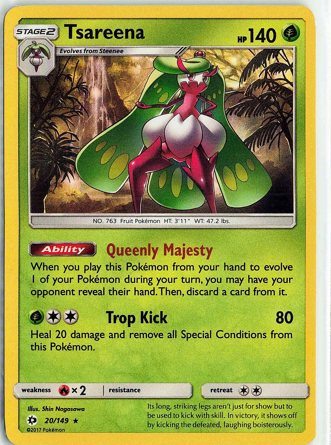 Tsareena 20/149 Sun & Moon Base Set Holo Rare Pokemon Card