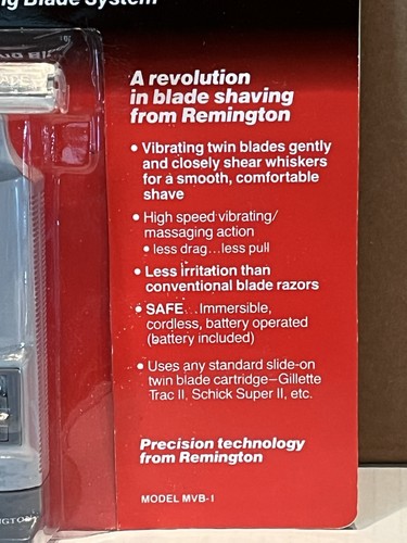 Vtg Remington Lektro Blade Razor MVB-1 Vibrating Blade System NOS Sealed 1988 - Picture 3 of 7