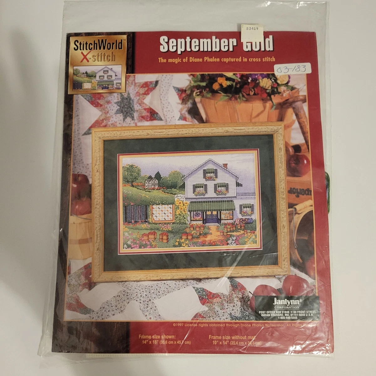 Vintage 1997 Janlynn StitchWorld X-Stitch Cross Stitch Kit September Gold