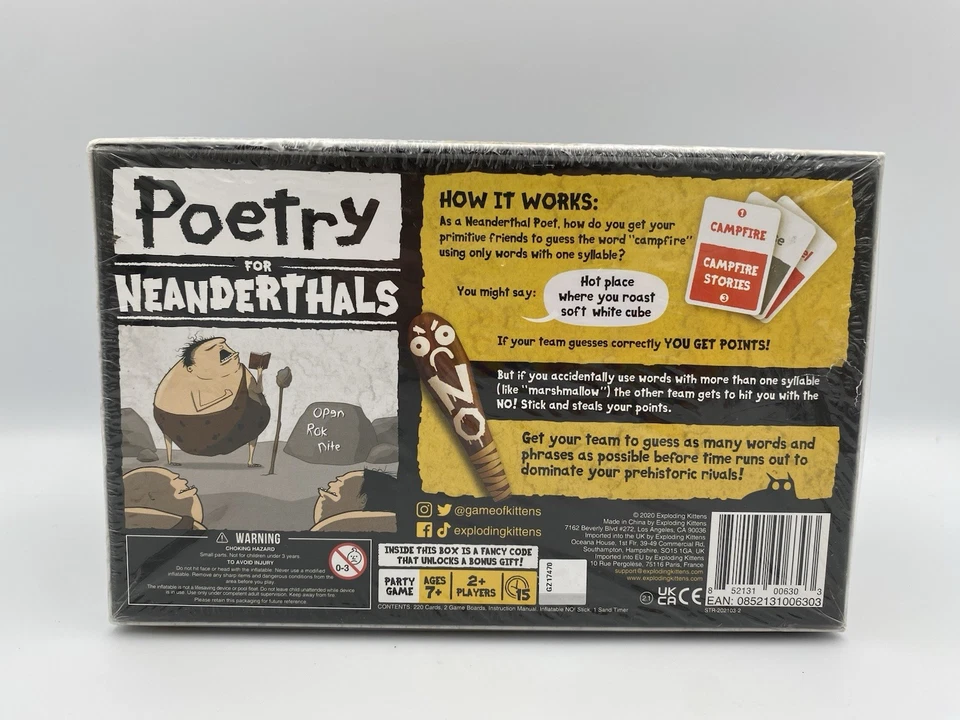 Poetry For Neanderthals Word Game Party Game Night by Exploding Kittens 2020 - Image 2 of 4