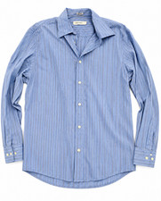 Calvin Klein Men's Blue Striped Long Sleeve Button-Down Dress Shirt Size Large