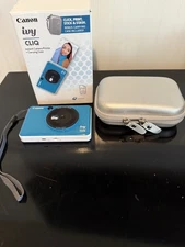 Canon Ivy Cliq Seaside Blue Instant Camera Printer & Carrying Case Untested
