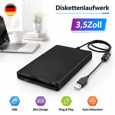 Externes USB Diskettenlaufwerk FDD 1,44MB Floppy Disketten-Laufwerk 3,5 Zoll