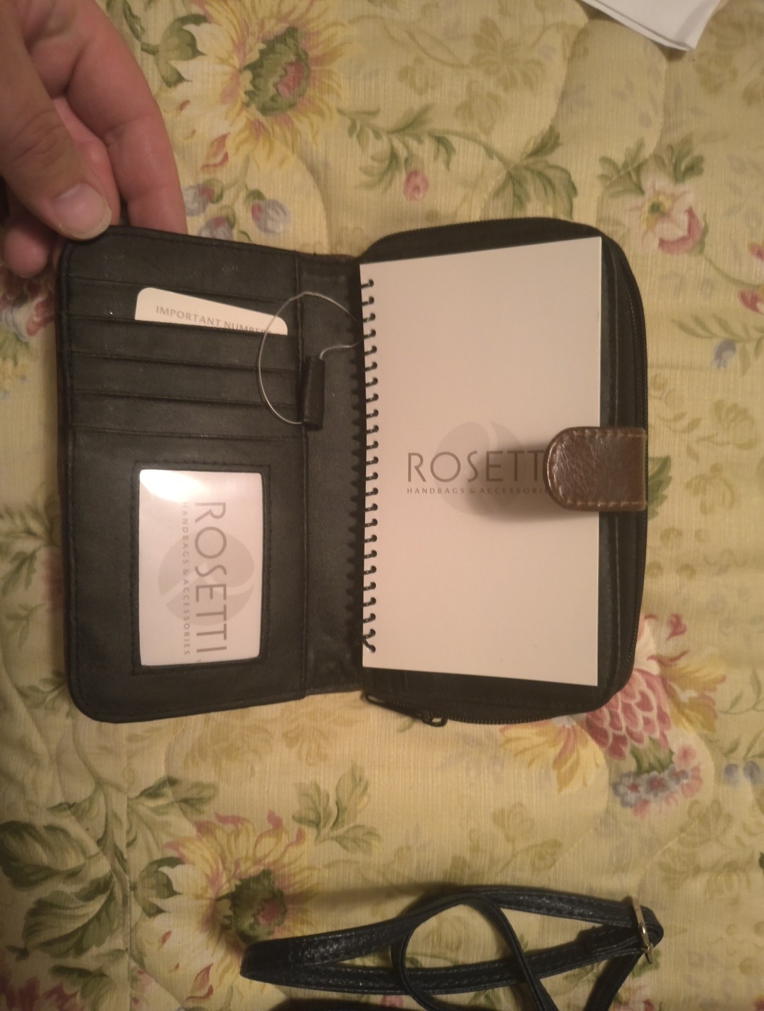 Rosetti Black With Brown Trim Faux Leather Zip Around Wallet
