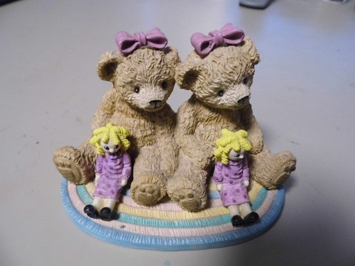 1992 "TENDER TEDDY BEAR TWINS GIRLS ITEM #6016 #530 EXC ELLENT CONITION - USED