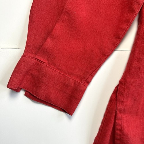 Lino by Chico’s Linen Button Down Shirt Tomato Red, Shell Buttons - Picture 5 of 7